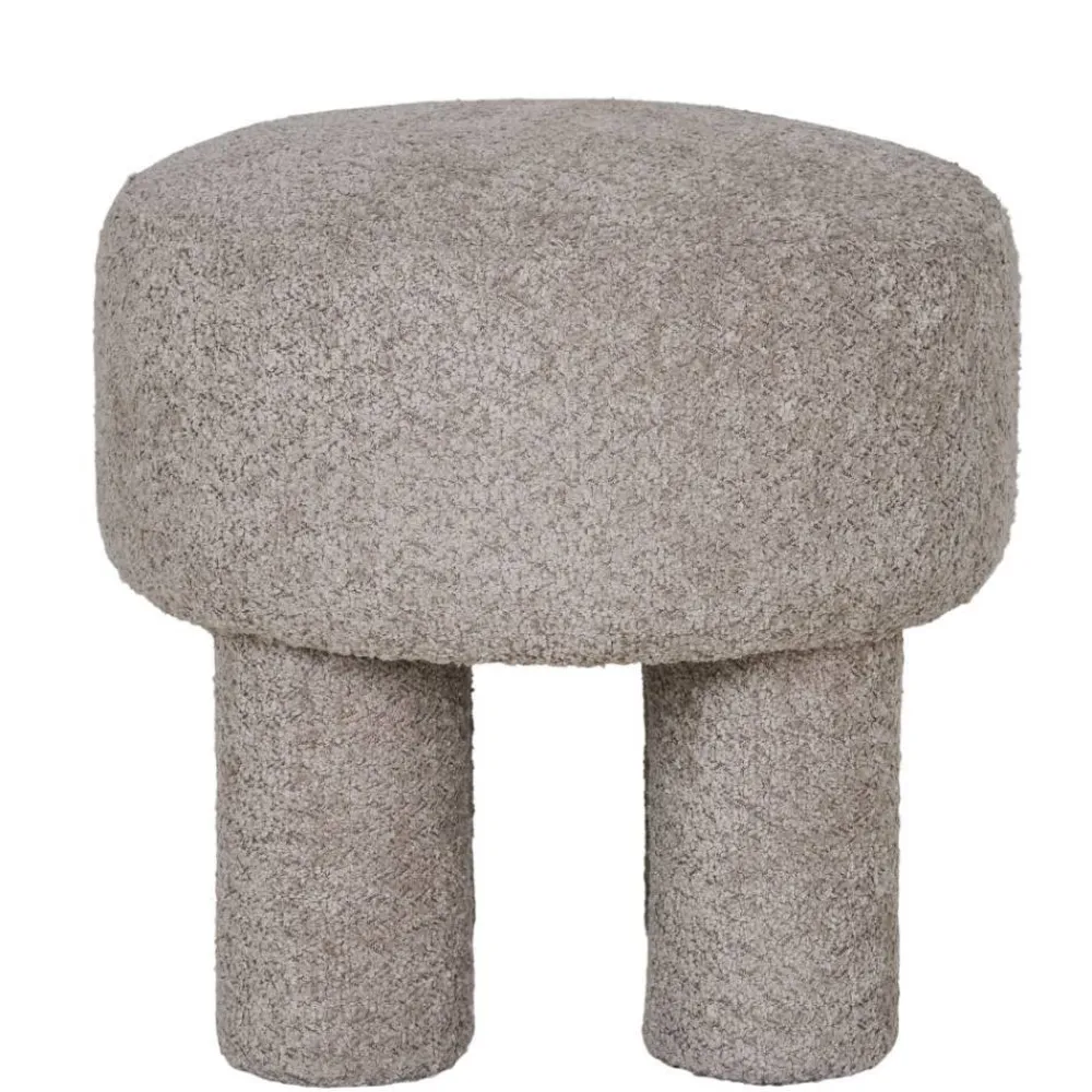 Wohnen Barhocker|Hocker*Polsterhocker in Hellgrau Boucle - Pandorra