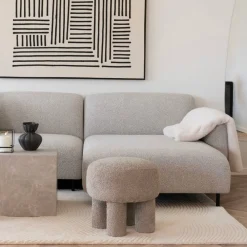 Wohnen Barhocker|Hocker*Polsterhocker in Hellgrau Boucle - Pandorra