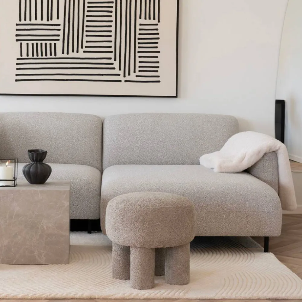 Wohnen Barhocker|Hocker*Polsterhocker in Hellgrau Boucle - Pandorra