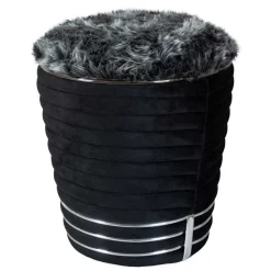 Wohnen Retro Möbel|Barhocker*Polsterhocker in Schwarz und Dunkelgrau - Galveston