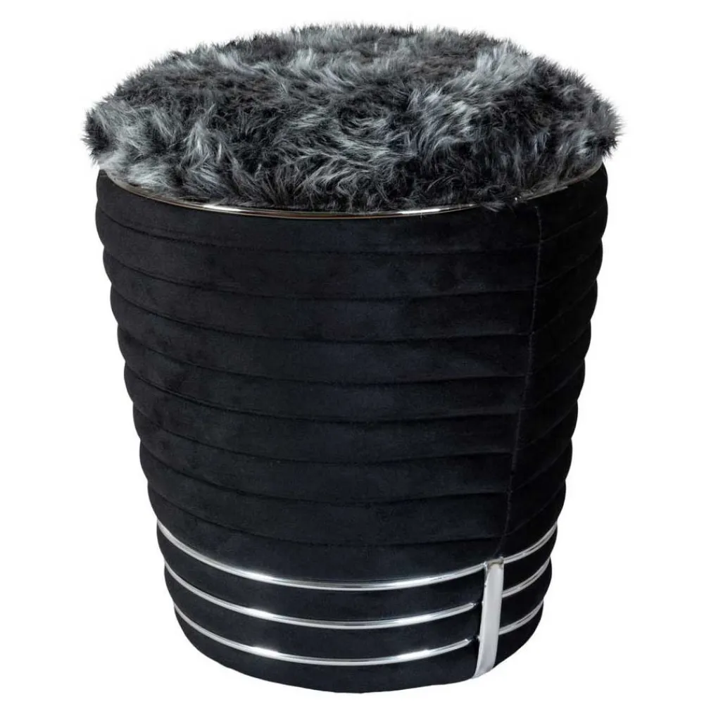 Wohnen Retro Möbel|Barhocker*Polsterhocker in Schwarz und Dunkelgrau - Galveston