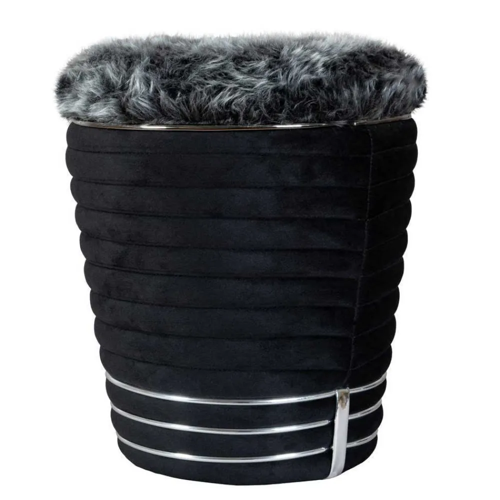 Wohnen Retro Möbel|Barhocker*Polsterhocker in Schwarz und Dunkelgrau - Galveston