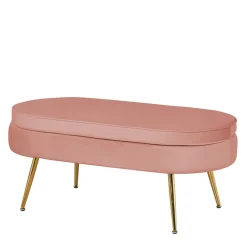 Wohnen Barhocker|Hocker*Polsterhocker mit Samtbezug in Rosa - Kumar