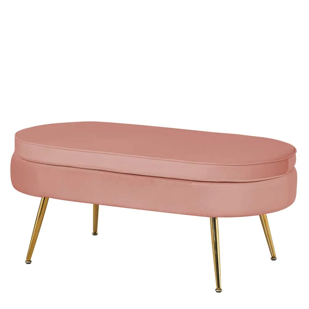 Wohnen Barhocker|Hocker*Polsterhocker mit Samtbezug in Rosa - Kumar