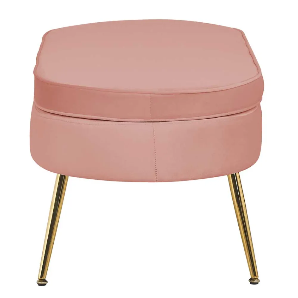 Wohnen Barhocker|Hocker*Polsterhocker mit Samtbezug in Rosa - Kumar