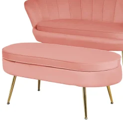 Wohnen Barhocker|Hocker*Polsterhocker mit Samtbezug in Rosa - Kumar