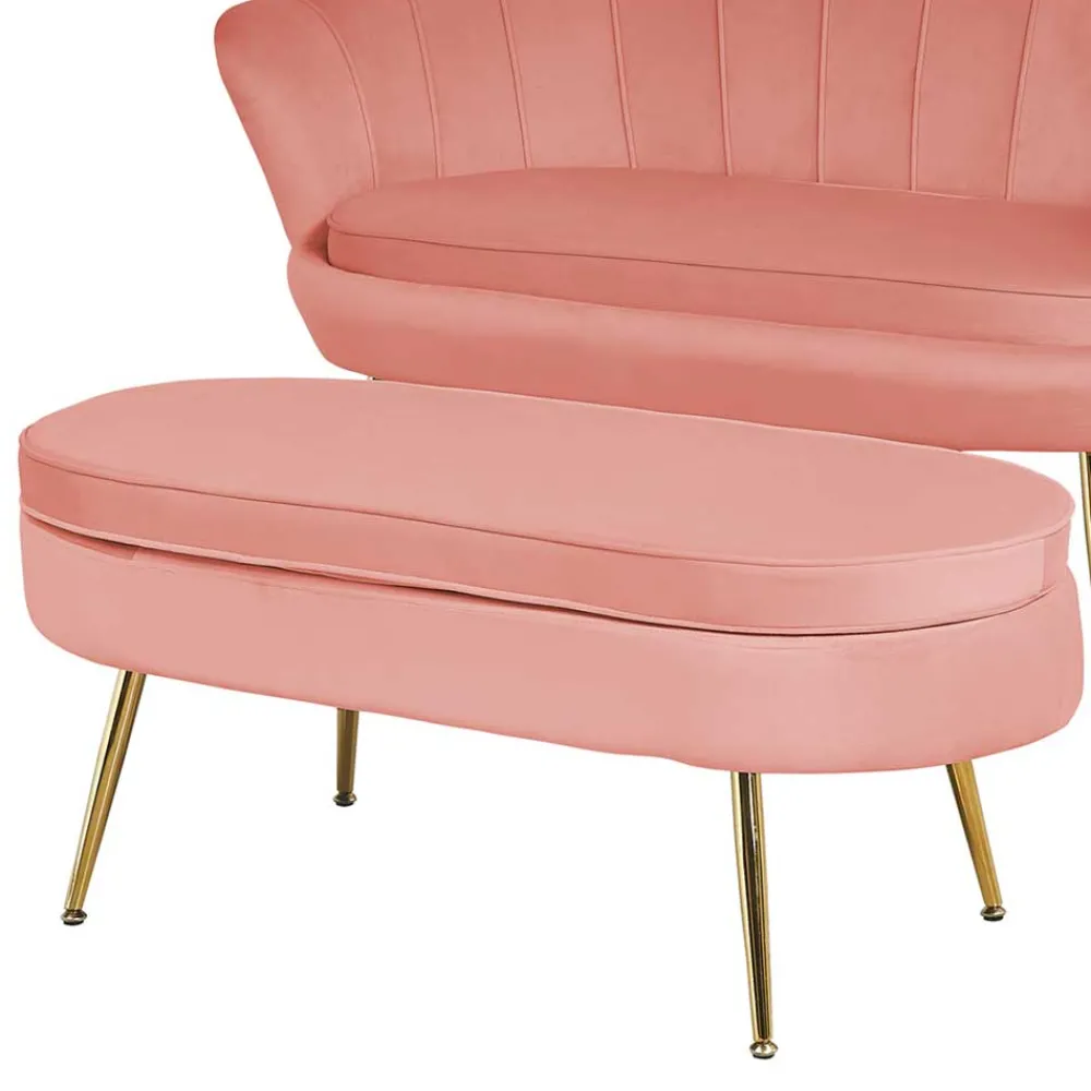 Wohnen Barhocker|Hocker*Polsterhocker mit Samtbezug in Rosa - Kumar