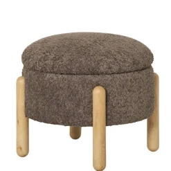 Wohnen Skandinavische Möbel|Braune Möbel*Polsterhocker mit Truhe in Braun Boucle - Pasterra