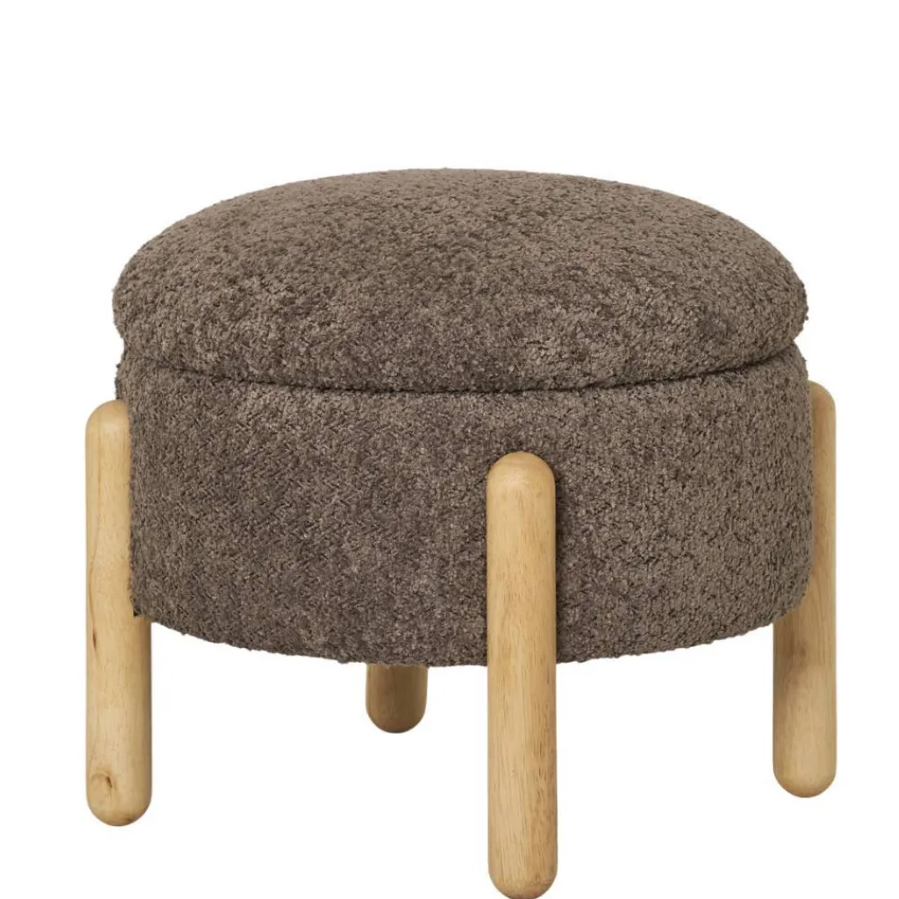 Wohnen Skandinavische Möbel|Braune Möbel*Polsterhocker mit Truhe in Braun Boucle - Pasterra