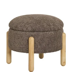 Wohnen Skandinavische Möbel|Braune Möbel*Polsterhocker mit Truhe in Braun Boucle - Pasterra