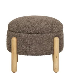 Wohnen Skandinavische Möbel|Braune Möbel*Polsterhocker mit Truhe in Braun Boucle - Pasterra