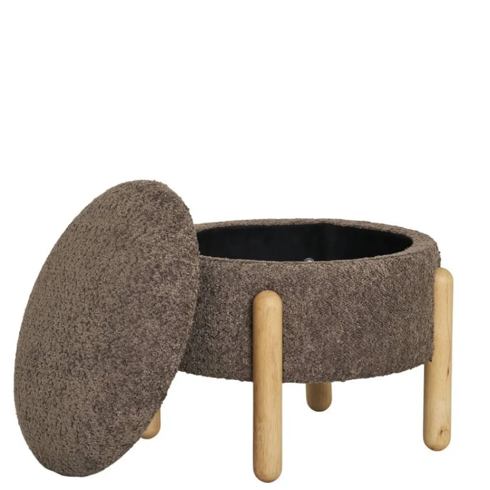 Wohnen Skandinavische Möbel|Braune Möbel*Polsterhocker mit Truhe in Braun Boucle - Pasterra