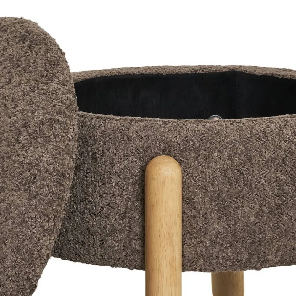 Wohnen Skandinavische Möbel|Braune Möbel*Polsterhocker mit Truhe in Braun Boucle - Pasterra