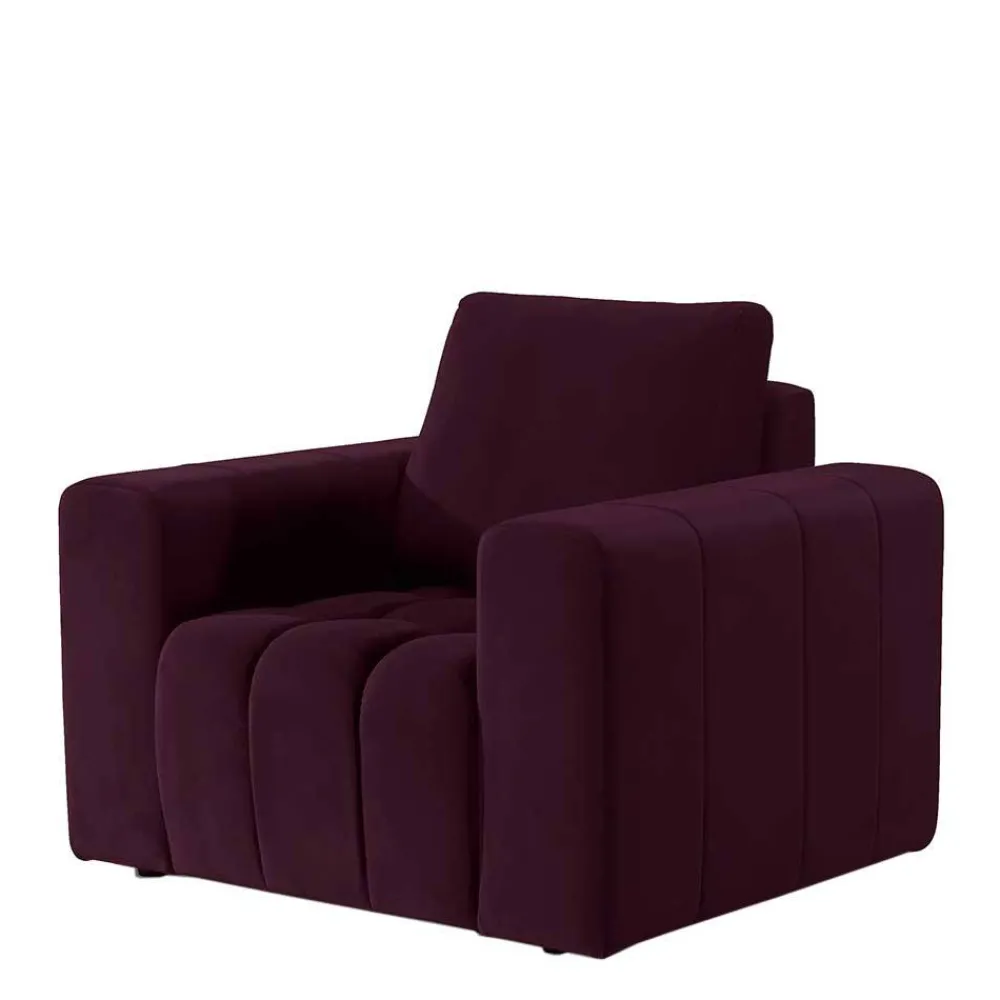 Wohnen Sessel & Hocker|Retro Möbel*Polstersessel in Bordeaux Samt - Snella