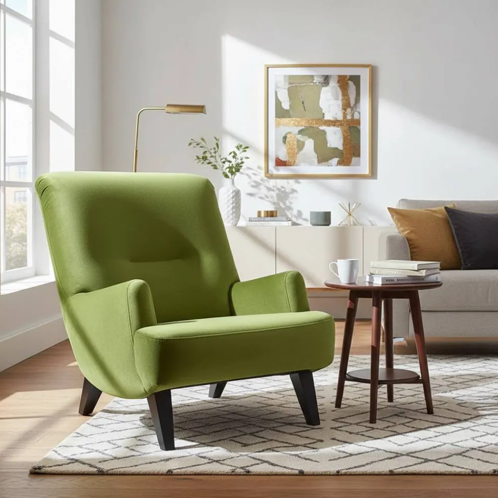 Wohnen Schwarze Möbel|Sessel & Hocker*Polstersessel in Oliv Grün und Schwarz - Sofia