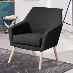 Wohnen Retro Möbel|Sessel*Polstersessel in Schwarz und Buche Natur - Gates