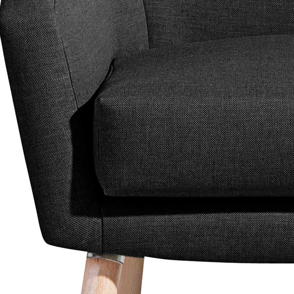 Wohnen Retro Möbel|Sessel*Polstersessel in Schwarz und Buche Natur - Gates