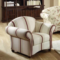 Wohnen Polstersessel in Weiß Dunkelrot Beige gestreift - Senore