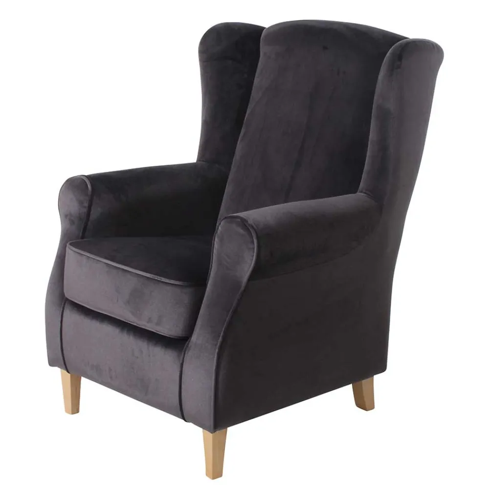 Wohnen Graue Möbel*Polstersessel mit Ohren in Anthrazit - Pyra