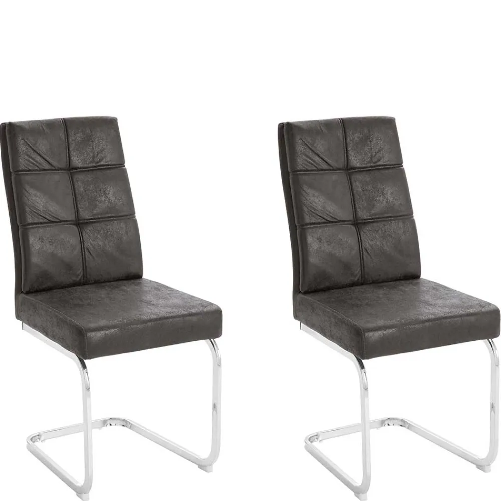 Wohnen Polsterstühle Freischwinger in Anthrazit - Ansar (2er Set)