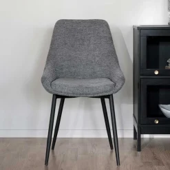 Wohnen Polsterstühle in Hellgrau & Schwarz - Fabia (2er Set)