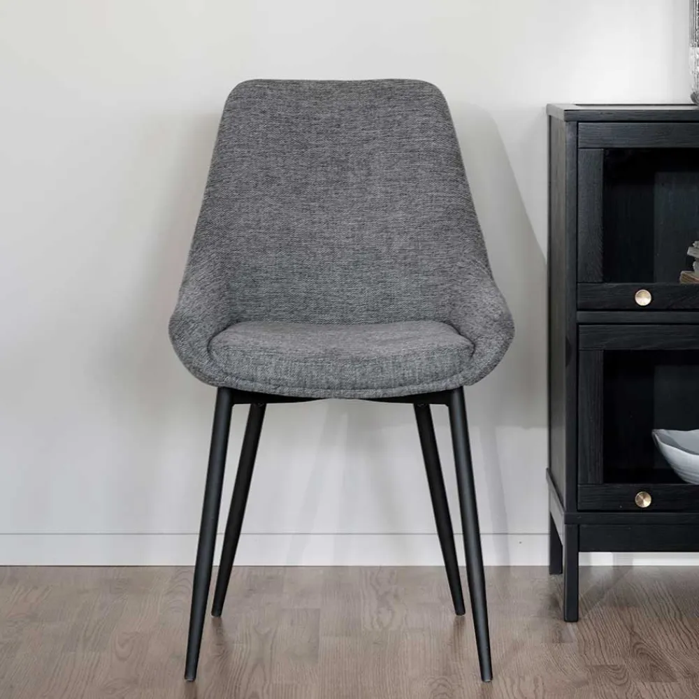 Wohnen Polsterstühle in Hellgrau & Schwarz - Fabia (2er Set)