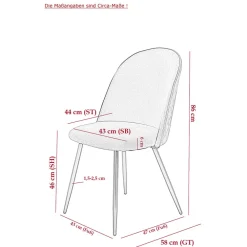 Wohnen Stühle|Retro Möbel*Polsterstühle in Petrol & Schwarz - Jeandru (4er Set)