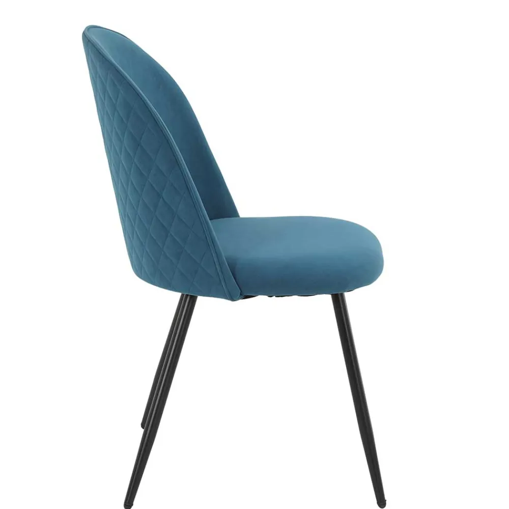 Wohnen Stühle|Retro Möbel*Polsterstühle in Petrol & Schwarz - Jeandru (4er Set)