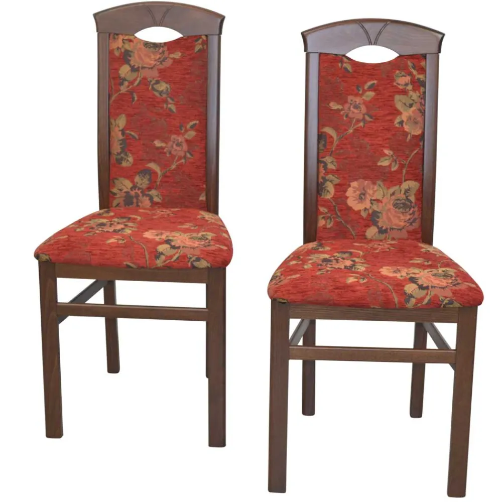 Wohnen Polsterstühle in Rot mit Blumen - Sylverta (2er Set)