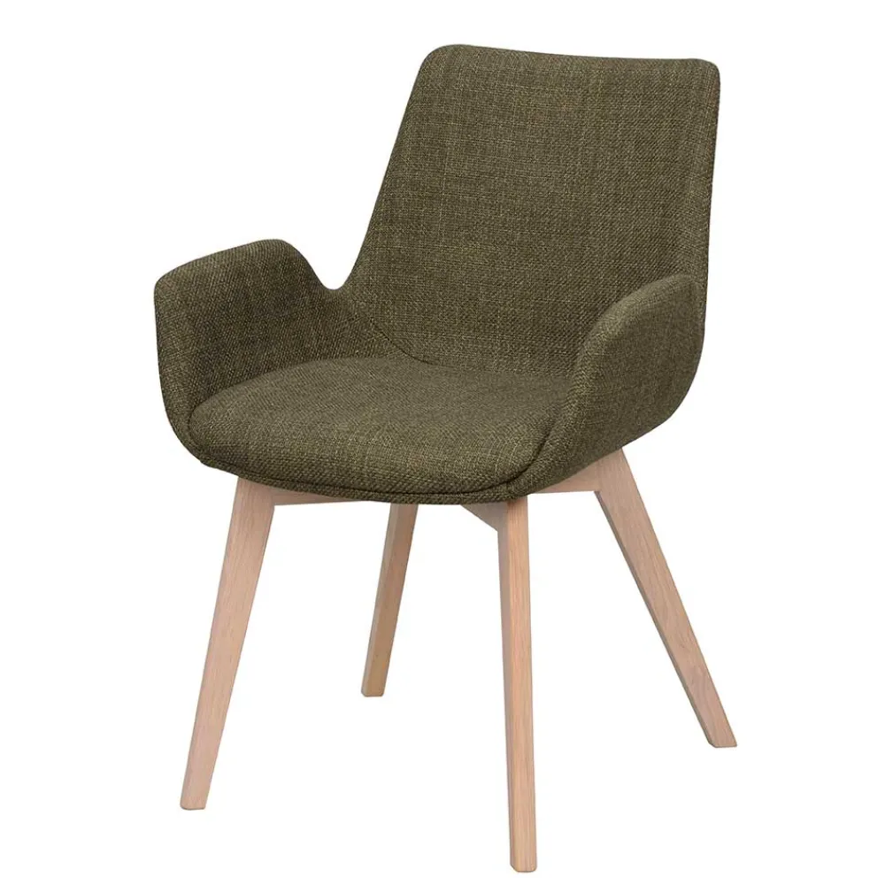 Wohnen Polsterstühle mit Armlehnen in Dunkelgrün - Termi (2er Set)