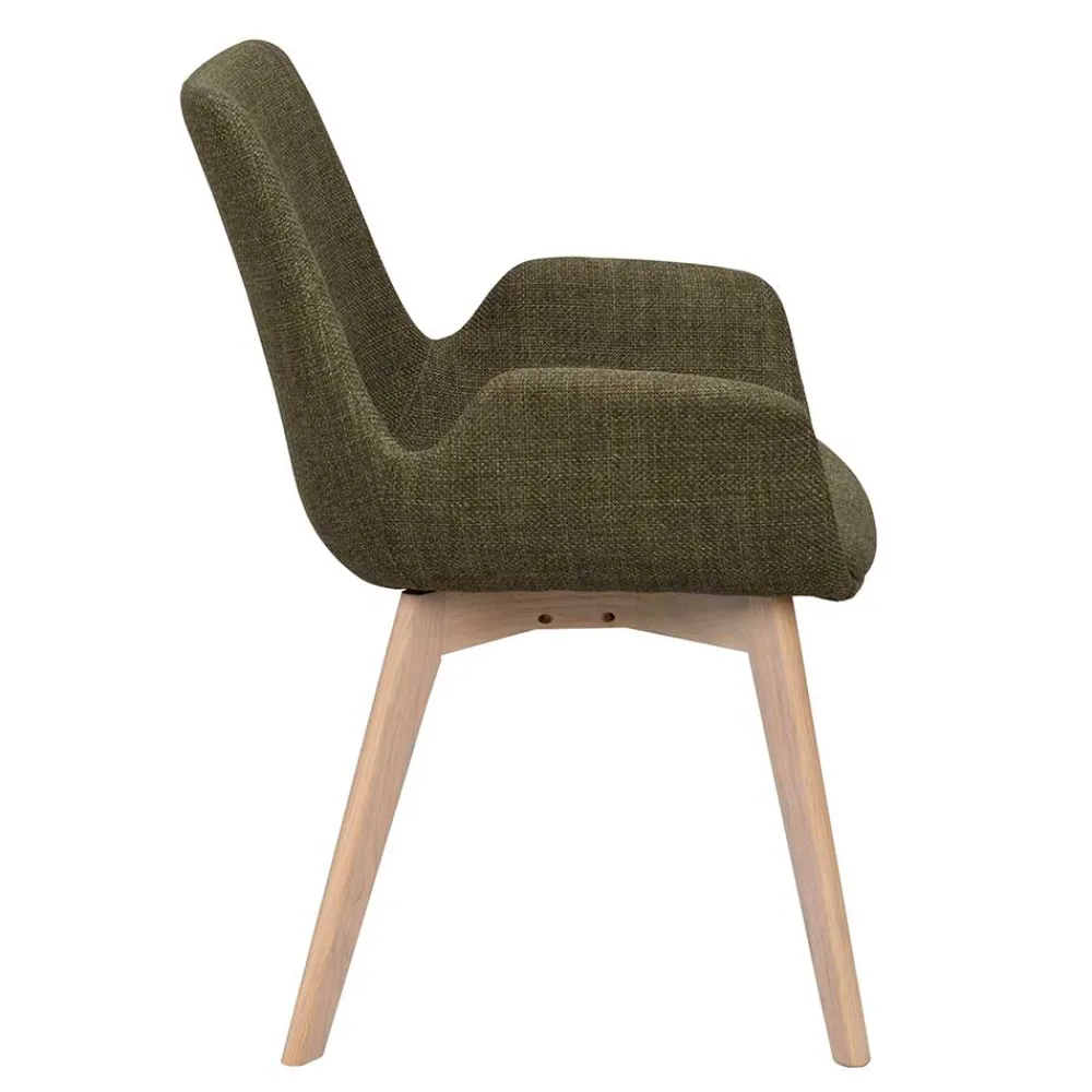 Wohnen Polsterstühle mit Armlehnen in Dunkelgrün - Termi (2er Set)