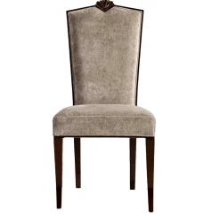 Wohnen Polsterstuhl in Beige Samt & Braun Holz - Savossa