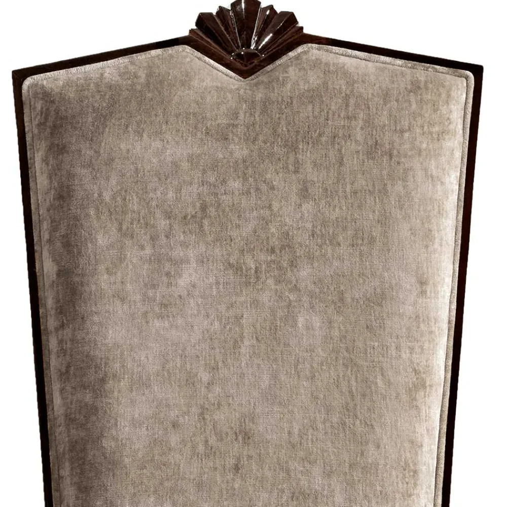 Wohnen Polsterstuhl in Beige Samt & Braun Holz - Savossa