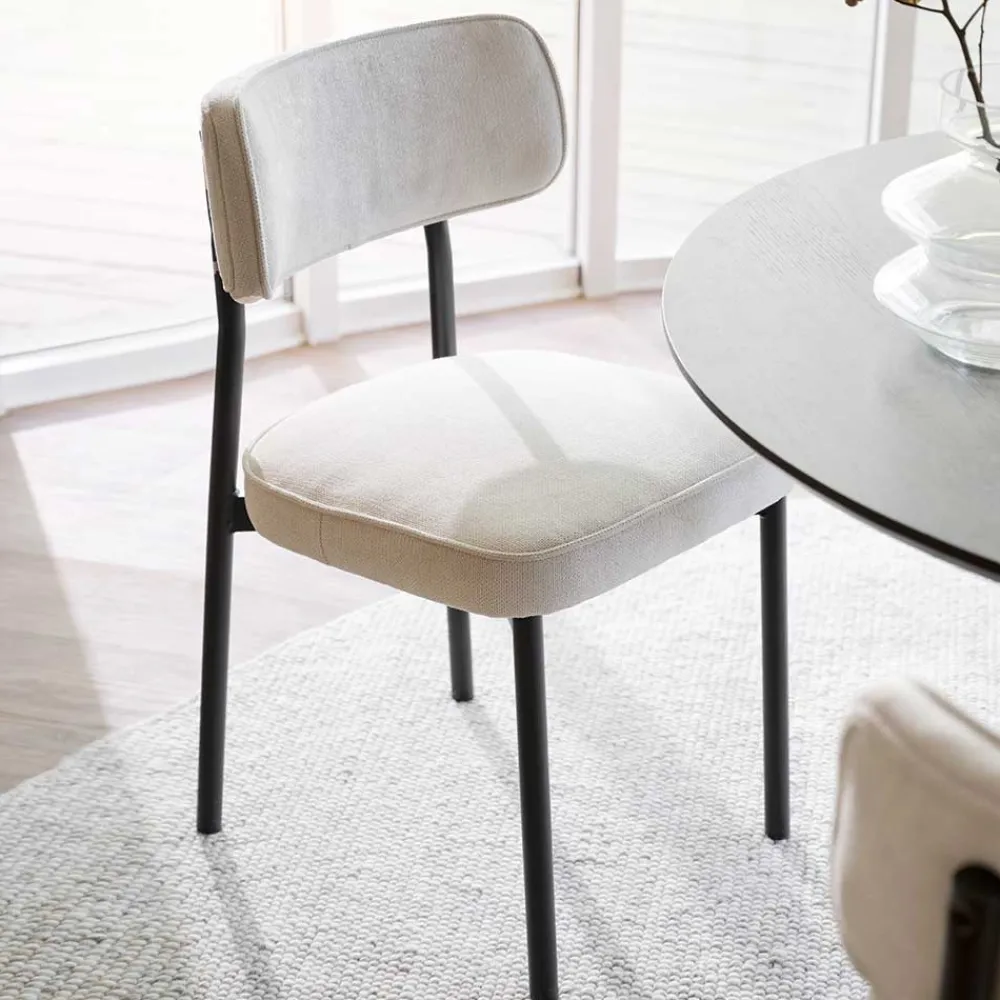 Wohnen Polsterstuhl in Creme & Schwarz - Jeffa (2er Set)