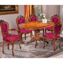 Wohnen Polsterstuhl in Dunkelrot & Nussbaum - Ursanna