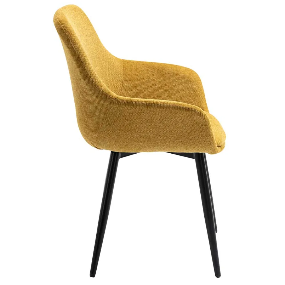 Wohnen Polsterstuhl in Gelb & Schwarz - Vanencia (2er Set)