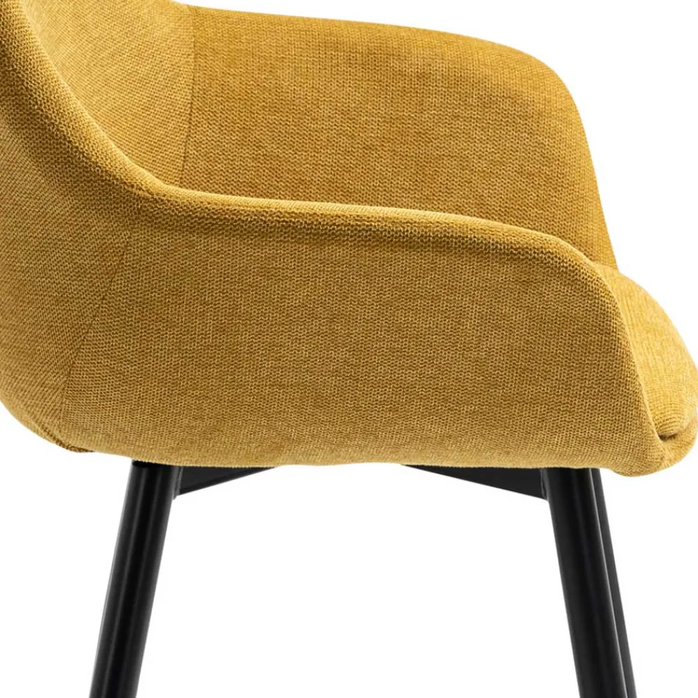 Wohnen Polsterstuhl in Gelb & Schwarz - Vanencia (2er Set)