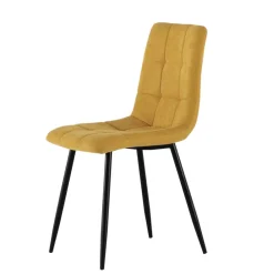 Wohnen Schwarze Möbel|Küchenstühle*Polsterstuhl in Gelb Stoffbezug - Furatras (4er Set)
