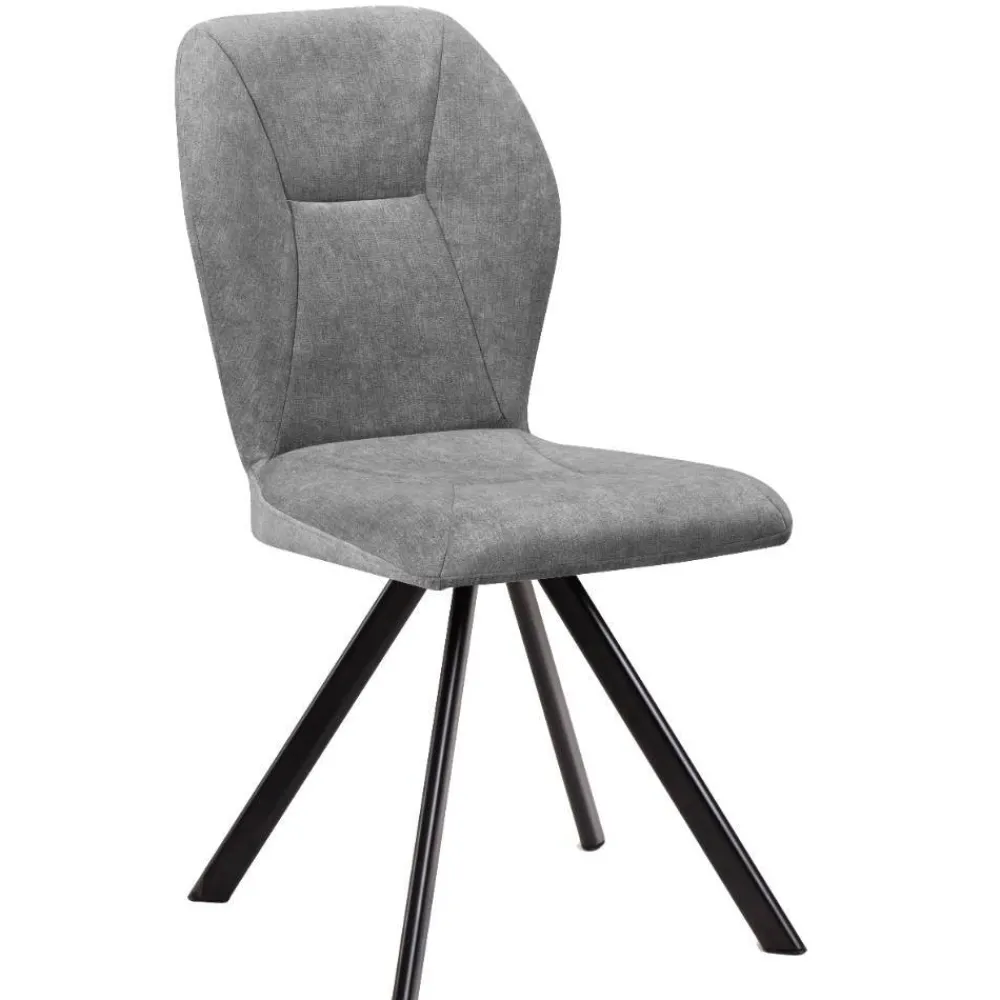 Wohnen Küchenstühle|Esszimmerstühle*Polsterstuhl in Grau und Schwarz - Pogarana (2er Set)