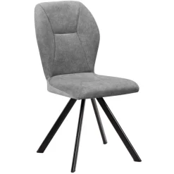 Wohnen Küchenstühle|Esszimmerstühle*Polsterstuhl in Grau und Schwarz - Pogarana (2er Set)