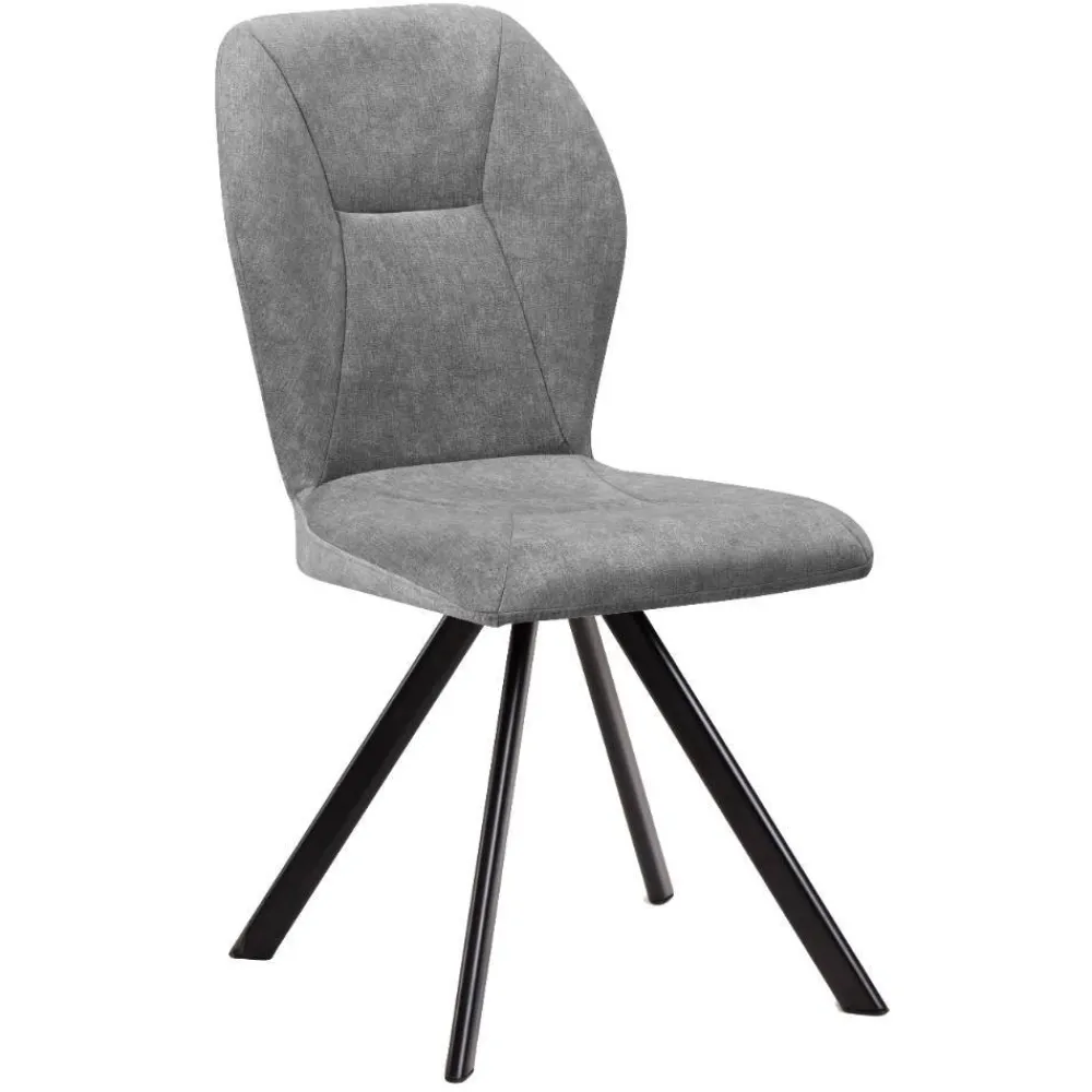 Wohnen Küchenstühle|Esszimmerstühle*Polsterstuhl in Grau und Schwarz - Pogarana (2er Set)