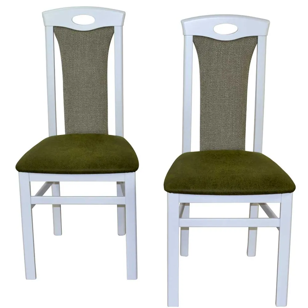 Wohnen Polsterstuhl in Weiß & Grün - Suena (2er Set)