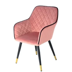 Wohnen Polsterstuhl mit Armlehnen in Rosa Schwarz - Elliot