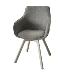 Wohnen Skandinavische Möbel|Küchenstühle*Polsterstuhl mit Armlehnen in Beigegrau - Diadoro (2er Set)