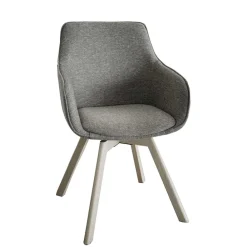 Wohnen Skandinavische Möbel|Küchenstühle*Polsterstuhl mit Armlehnen in Beigegrau - Diadoro (2er Set)