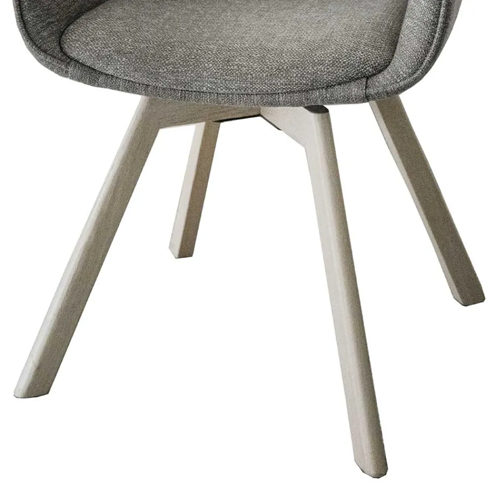 Wohnen Skandinavische Möbel|Küchenstühle*Polsterstuhl mit Armlehnen in Beigegrau - Diadoro (2er Set)