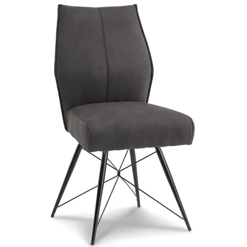 Wohnen Küchenstühle|Esszimmerstühle*Polsterstuhl-Duo in Dunkelgrau - Aturin (2er Set)