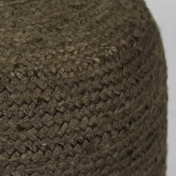 Wohnen Pouf Hocker in Oliv Grün aus Jute - Delius