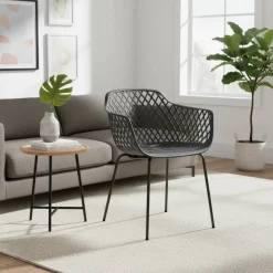 Wohnen Wohnzimmerstühle*PP Design-Tischsessel in Grau - Senva (4er Set)