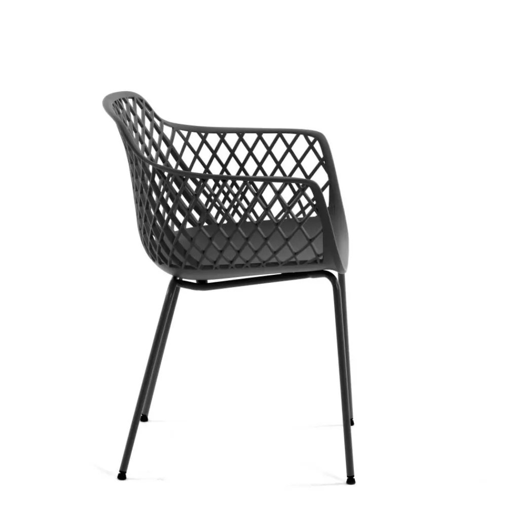 Wohnen Wohnzimmerstühle*PP Design-Tischsessel in Grau - Senva (4er Set)